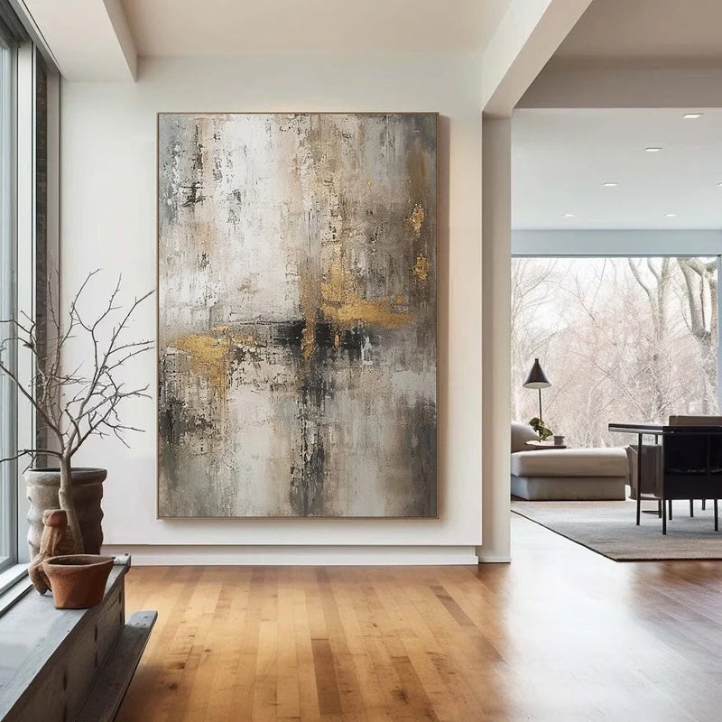 Textured Abstract Oil Painting for Modern Interiors – Muted Crossing#AB14107