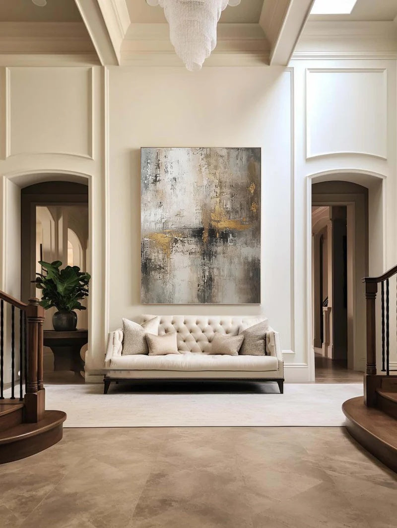 Textured Abstract Oil Painting for Modern Interiors – Muted Crossing#AB14107