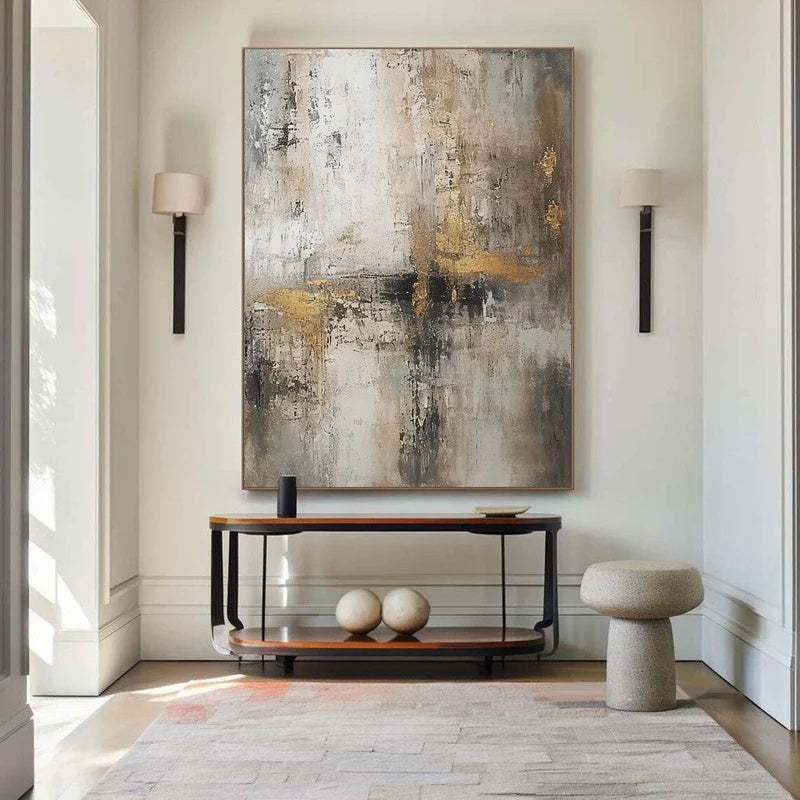 Textured Abstract Oil Painting for Modern Interiors – Muted Crossing#AB14107