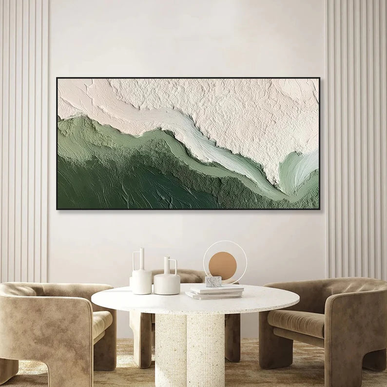 Verdant Ridge – Minimal Textured Abstract Landscape Painting#AB14010