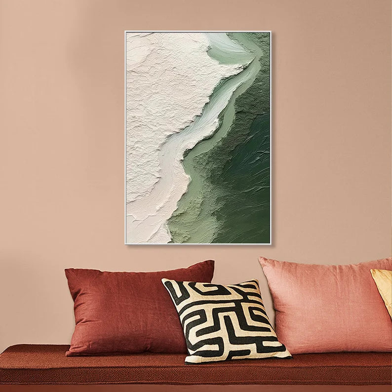 Verdant Ridge – Minimal Textured Abstract Landscape Painting#AB14010