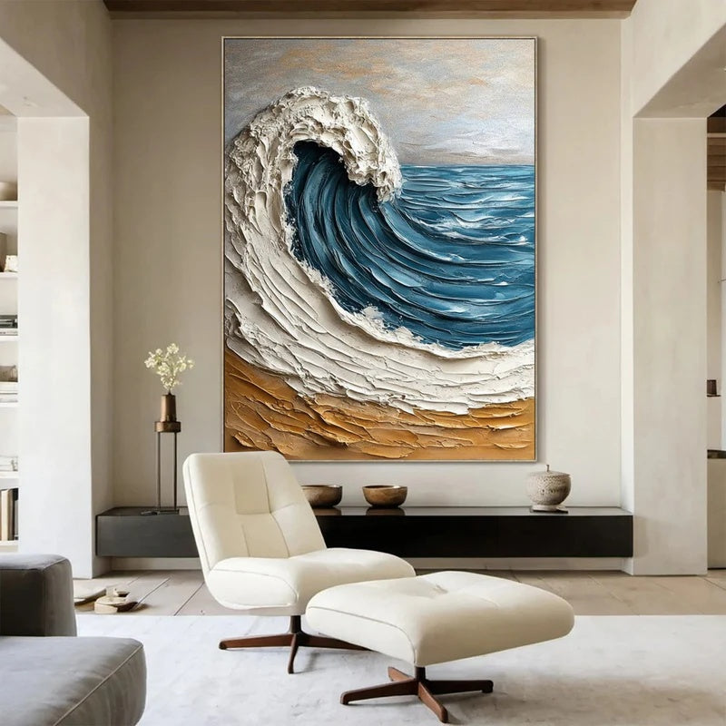 Rising Tide Form-Textured Wave Abstract Wall Art#AB14138