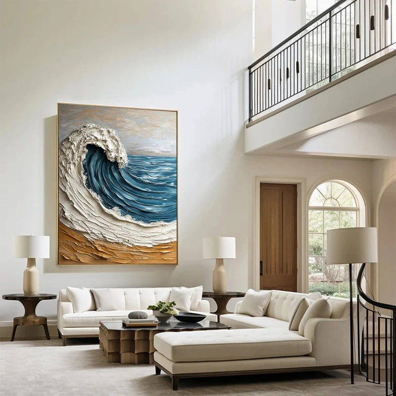 Rising Tide Form-Textured Wave Abstract Wall Art#AB14138