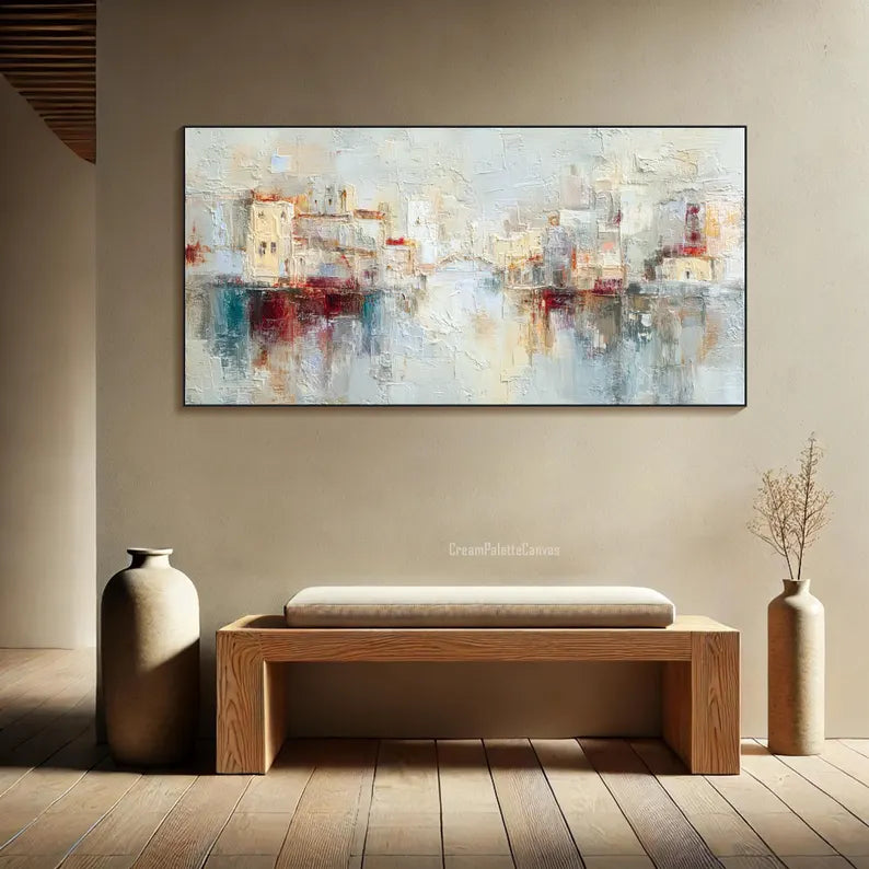 City of Reflections – Abstract Textured Cityscape Painting#AB14012