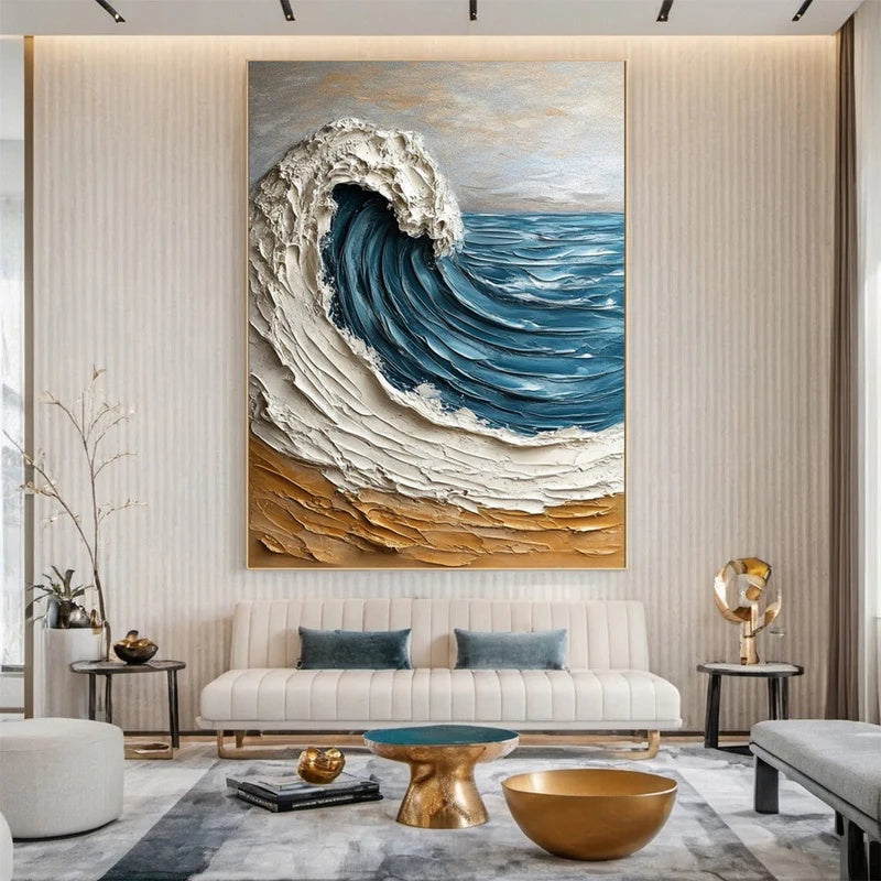 Rising Tide Form-Textured Wave Abstract Wall Art#AB14138