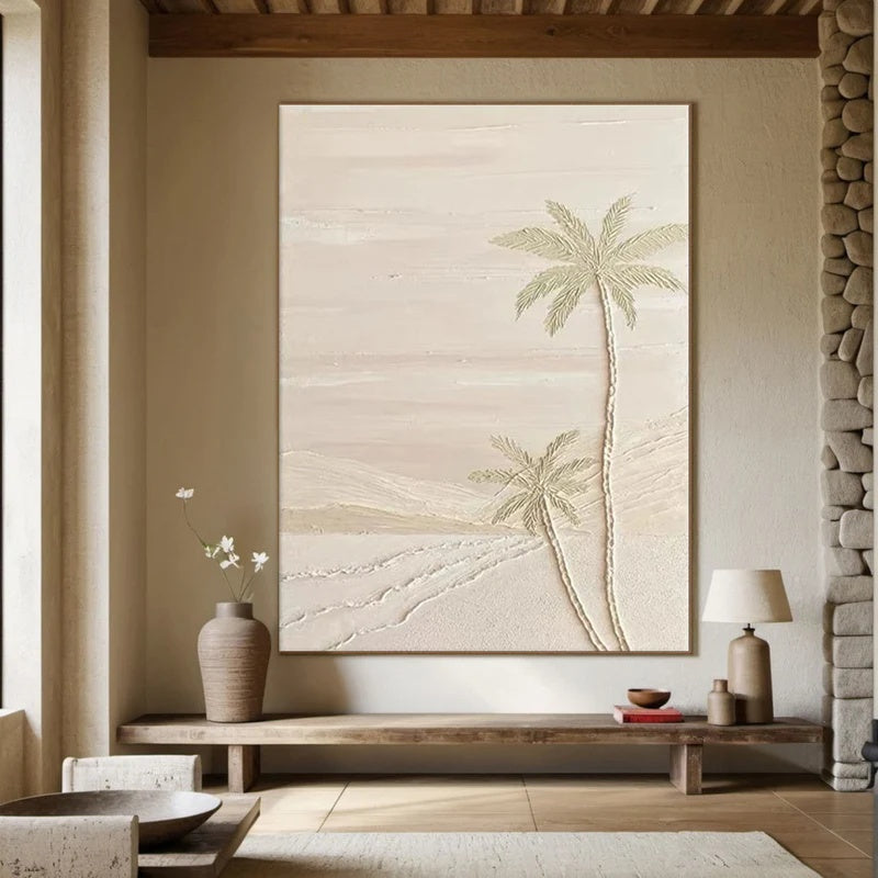 Quiet Palm Horizon-Handcrafted Textured Wall Art#AB14141