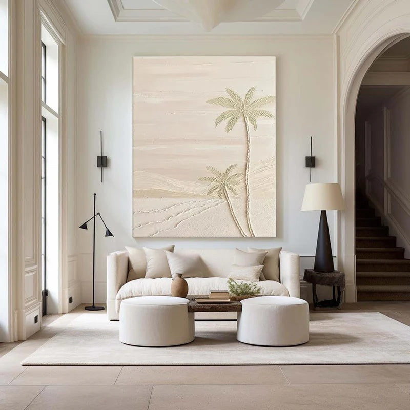 Quiet Palm Horizon-Handcrafted Textured Wall Art#AB14141