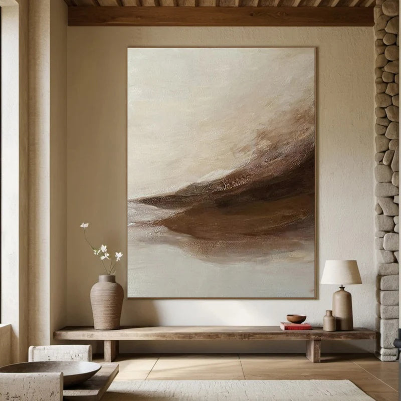 Quiet Earth Flow – Handcrafted Textured Abstract Oil Painting#AB14142