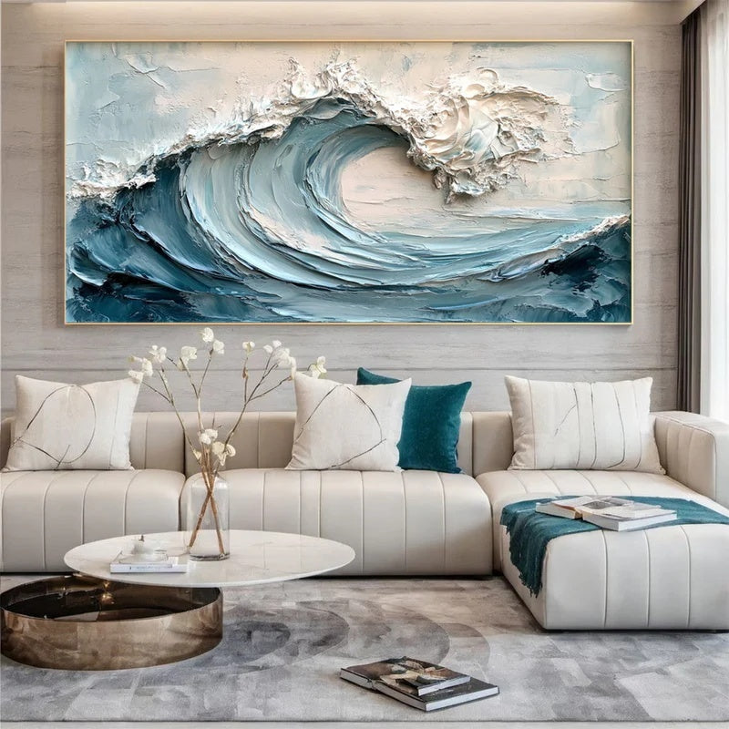 Large Textured Abstract Wall Art for Modern Interiors – Still Tide