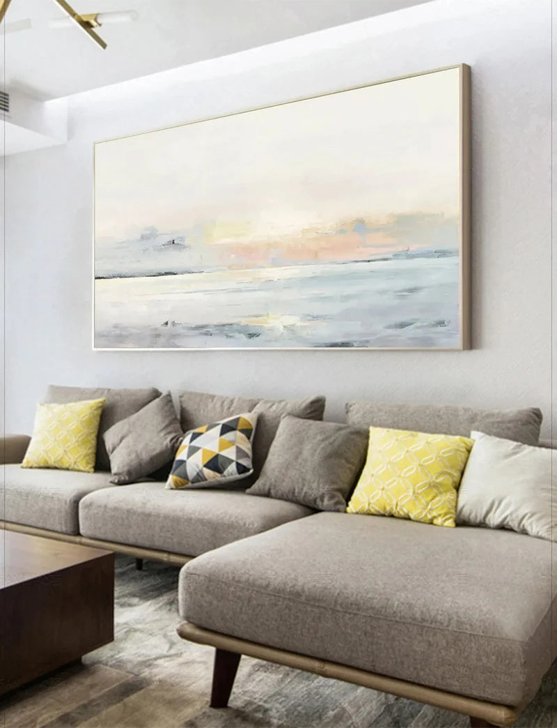 Quiet Horizon – Large Minimalist Textured Abstract Wall Art#AB14144