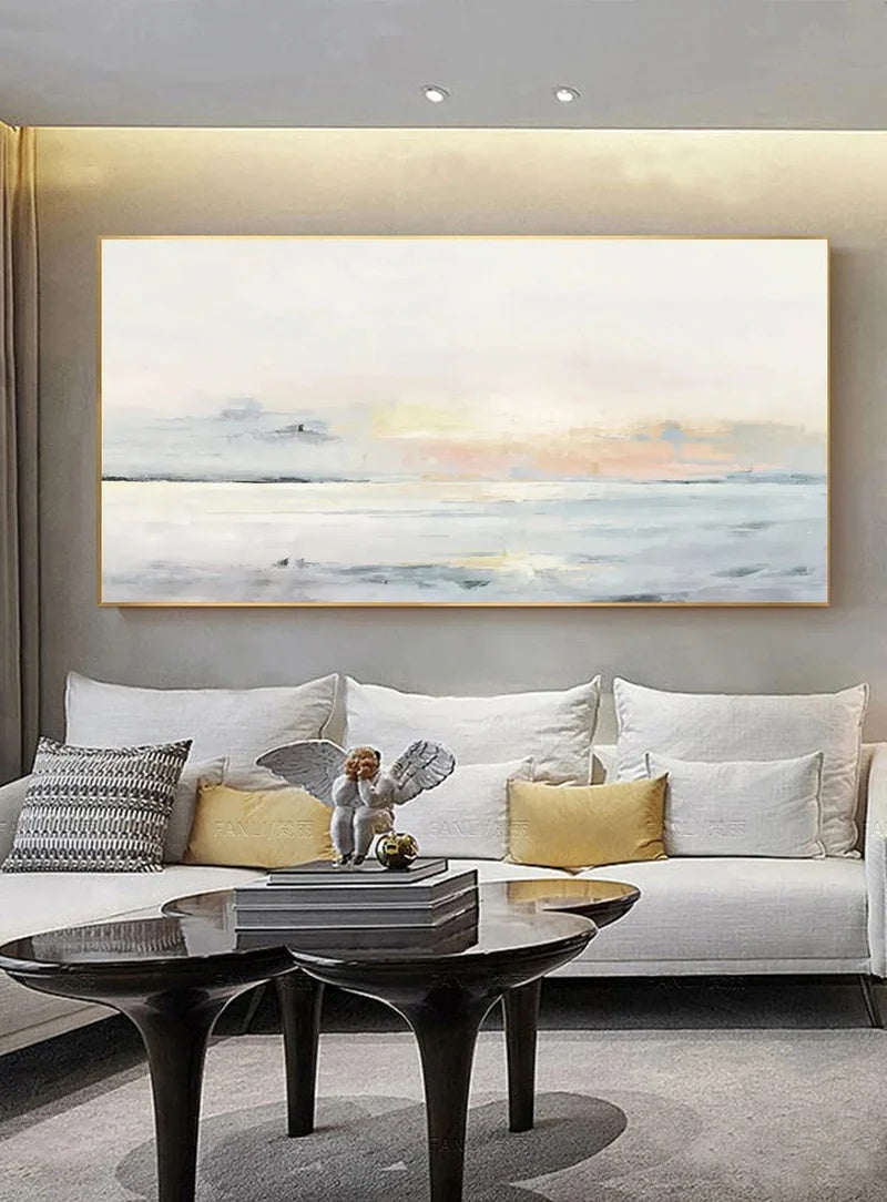 Quiet Horizon – Large Minimalist Textured Abstract Wall Art#AB14144
