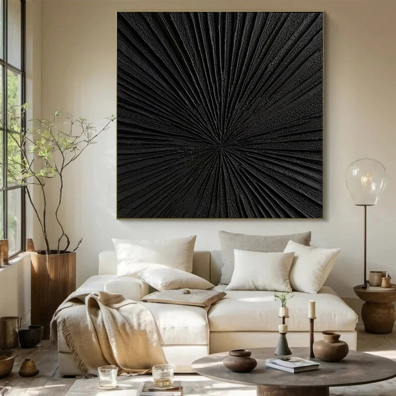 Eclipse Origin – Large Black Textured Abstract Wall Art#AB14149