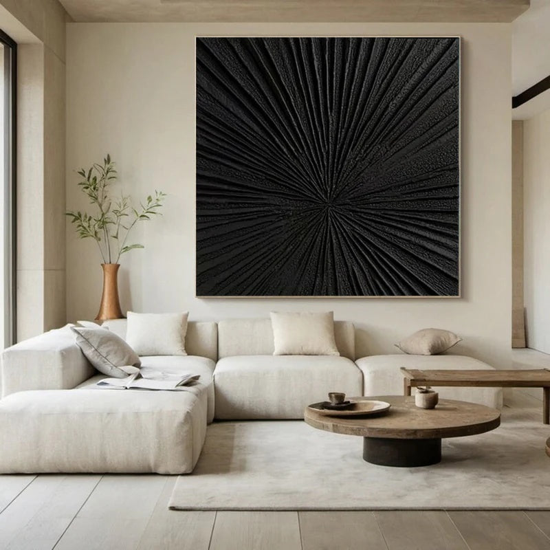 Eclipse Origin – Large Black Textured Abstract Wall Art#AB14149