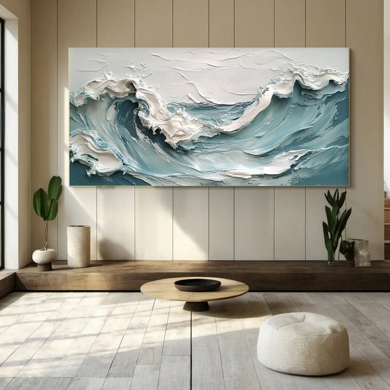 Tidal Presence – Large Textured Ocean Abstract Wall Art#AB14151