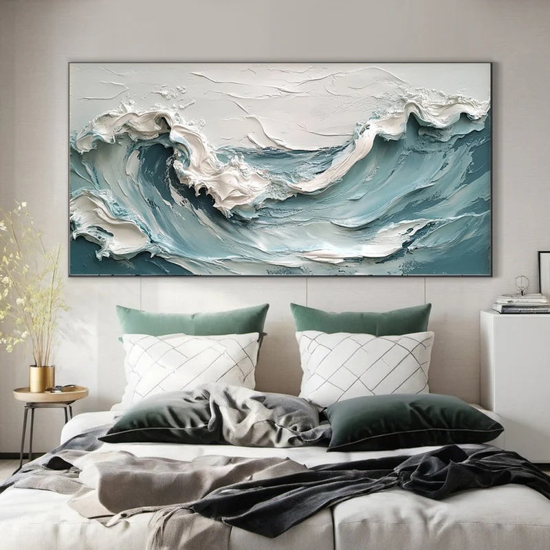 Tidal Presence – Large Textured Ocean Abstract Wall Art#AB14151