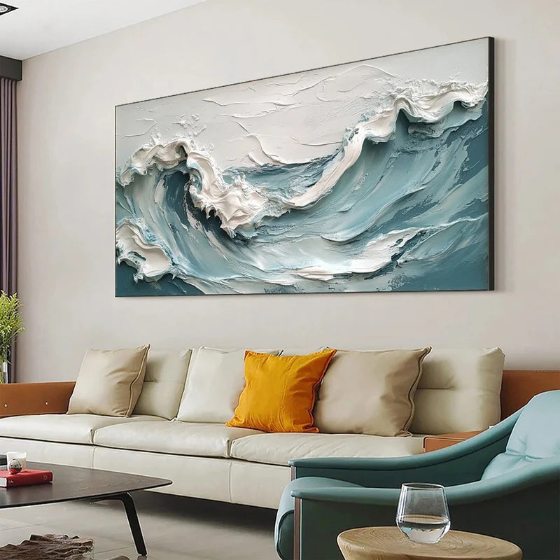 Tidal Presence – Large Textured Ocean Abstract Wall Art#AB14151