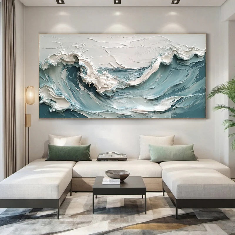 Tidal Presence – Large Textured Ocean Abstract Wall Art#AB14151