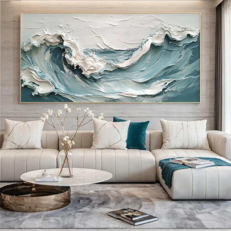 Tidal Presence – Large Textured Ocean Abstract Wall Art#AB14151