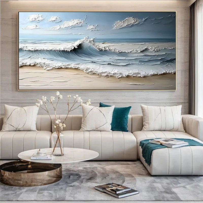 Textured Abstract Seascape Wall Art for Modern Interiors – Gentle Break#AB14109