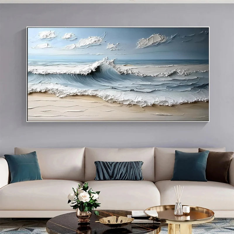 Textured Abstract Seascape Wall Art for Modern Interiors – Gentle Break#AB14109