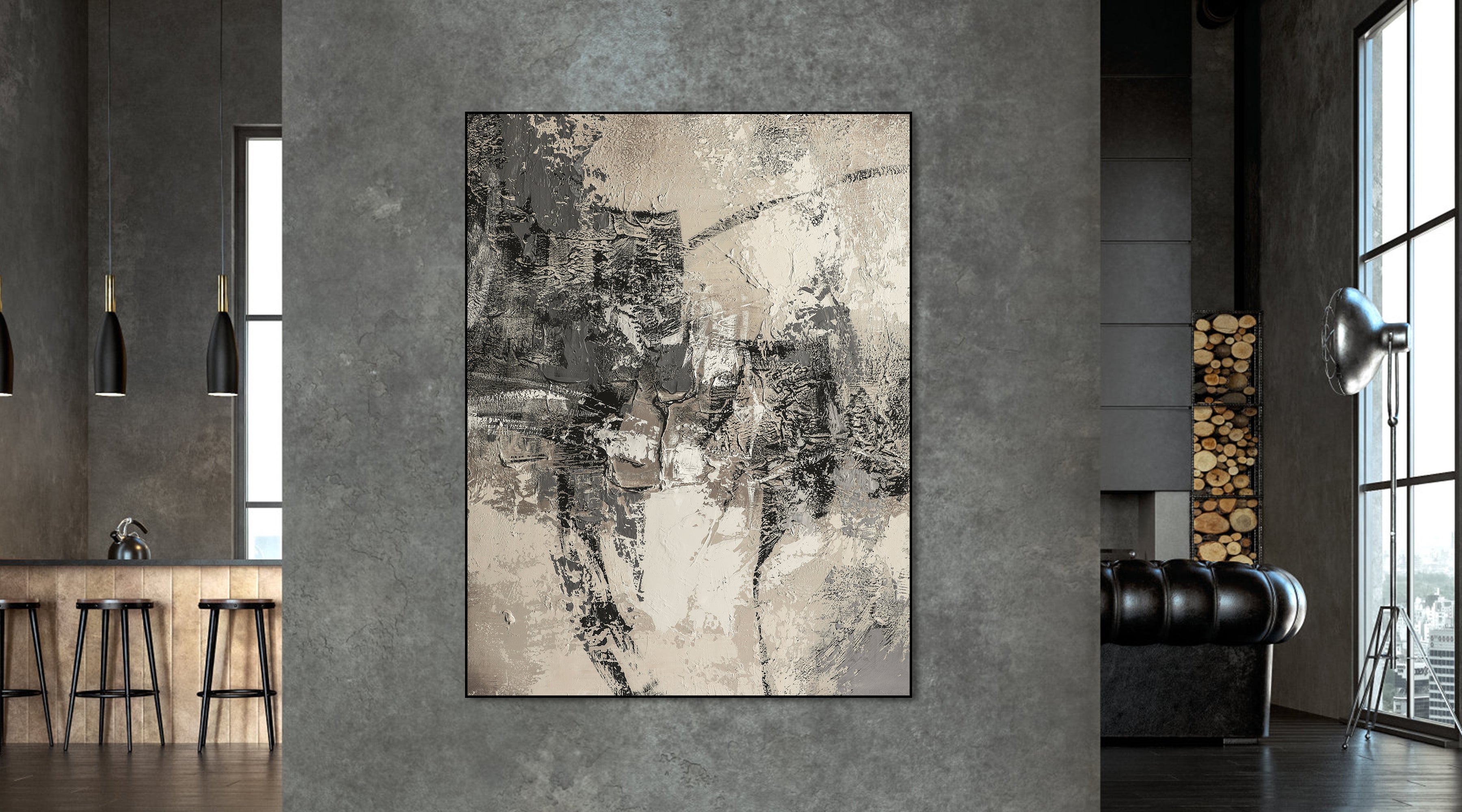Black & white&gray texture abstract artwork #ypy005