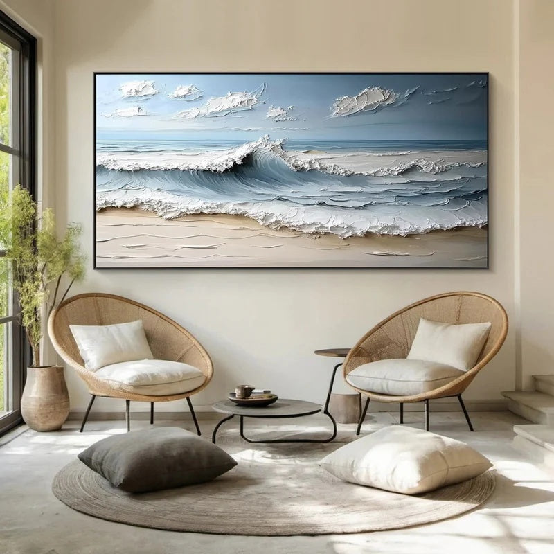 Textured Abstract Seascape Wall Art for Modern Interiors – Gentle Break#AB14109