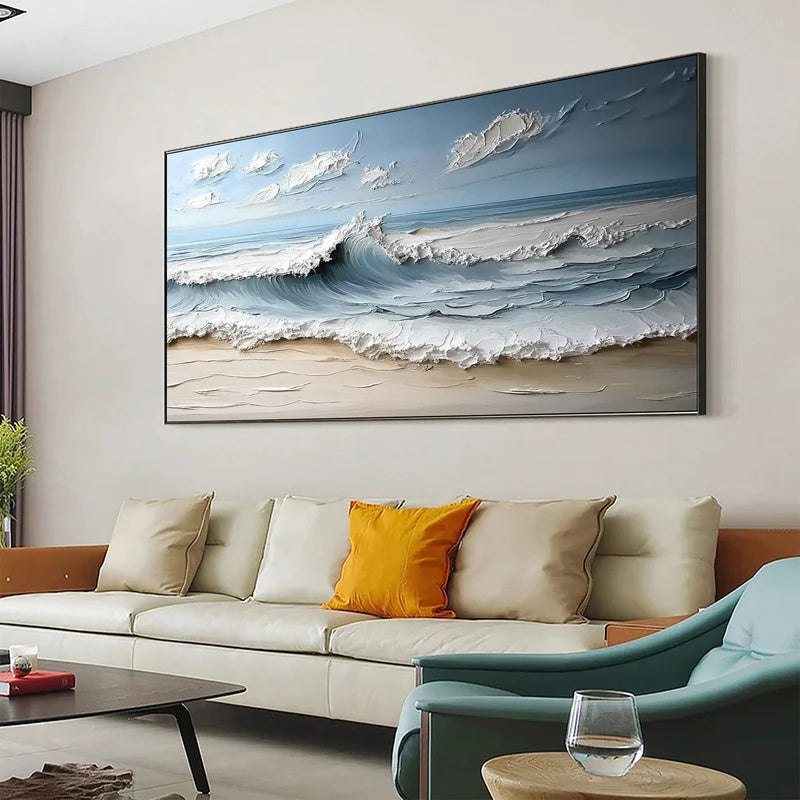 Textured Abstract Seascape Wall Art for Modern Interiors – Gentle Break#AB14109