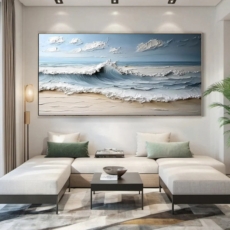 Textured Abstract Seascape Wall Art for Modern Interiors – Gentle Break#AB14109