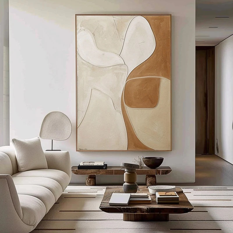 Soft Balance –Modern Minimalist Neutral Hand-Drawn Curved Geometric Wall Art