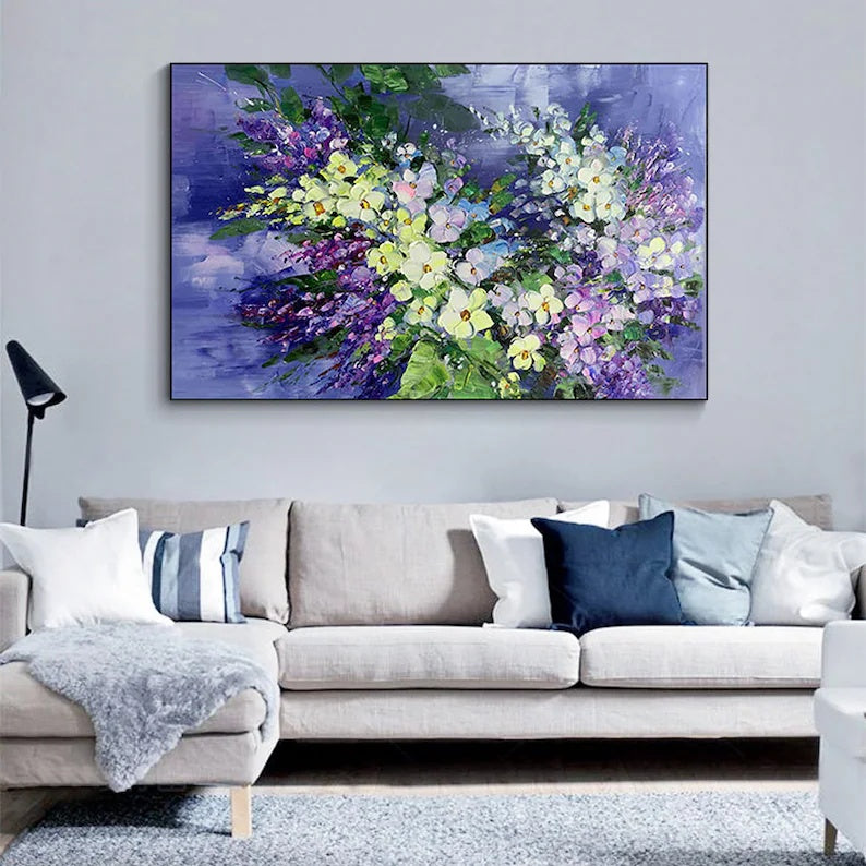 Blooming Symphony – Textured Purple Floral Abstract Canvas Art