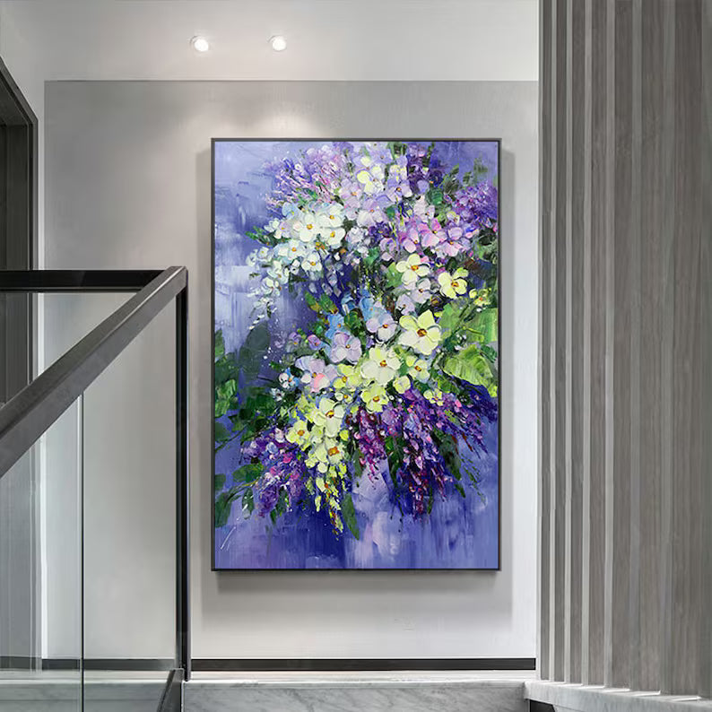 Blooming Symphony – Textured Purple Floral Abstract Canvas Art