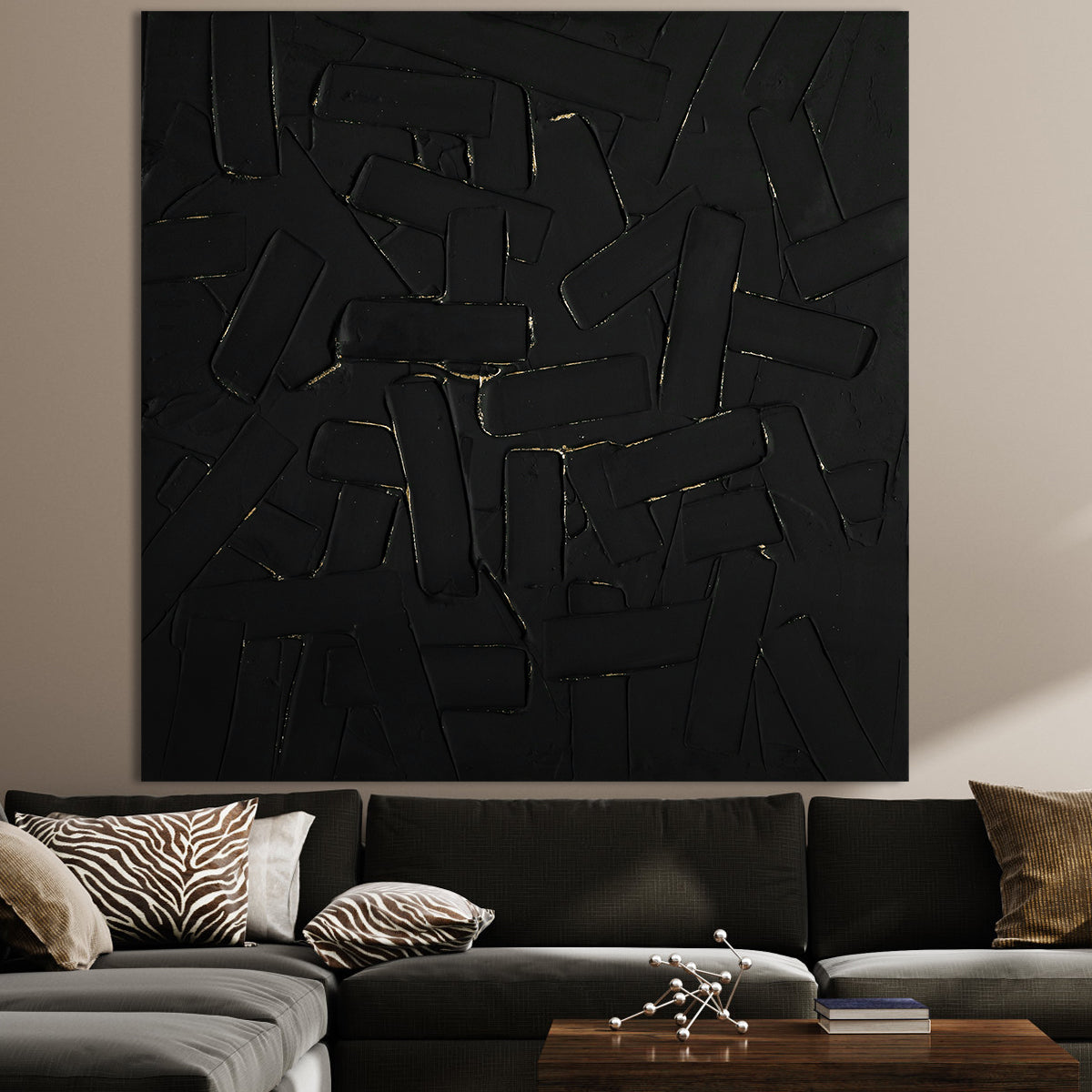 Black gold random line line abstract textured #ypy206