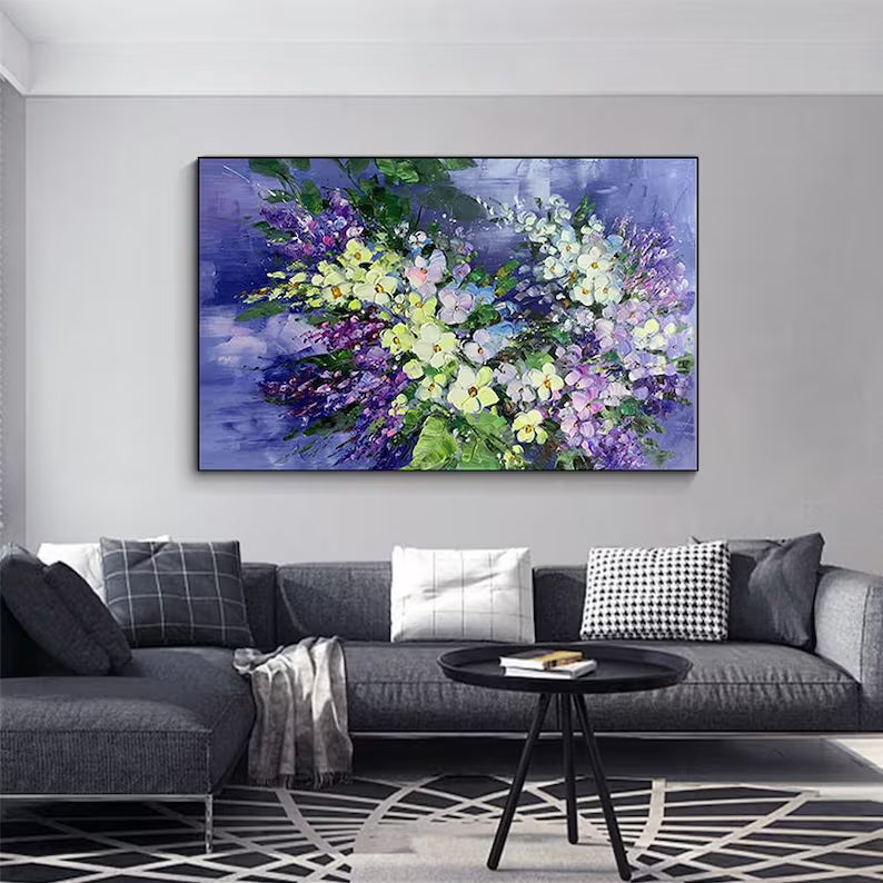 Blooming Symphony – Textured Purple Floral Abstract Canvas Art