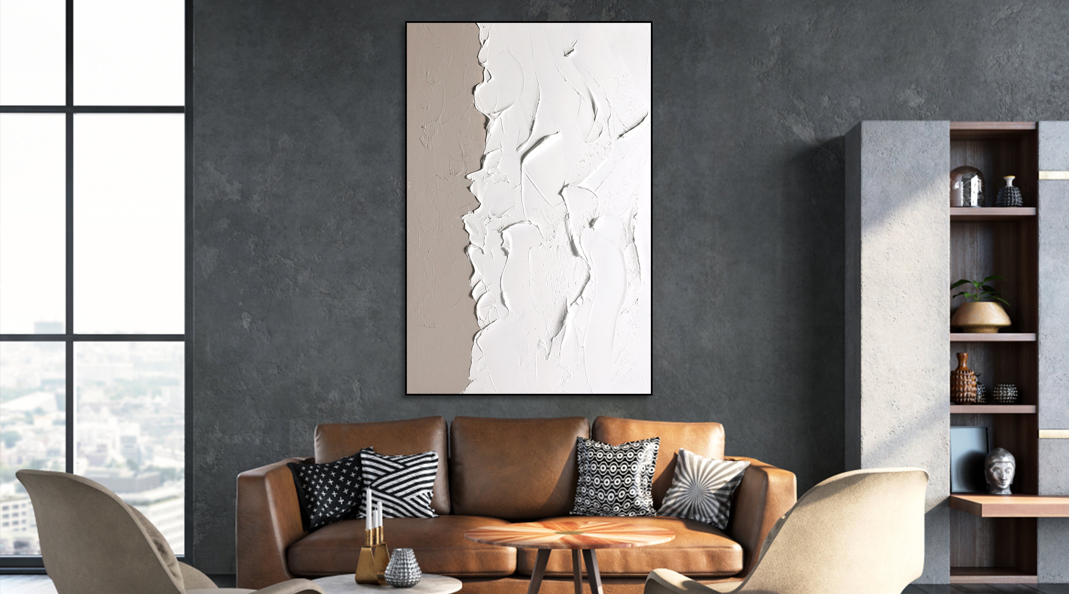 White & Gray River texture abstract artwork #ypy006