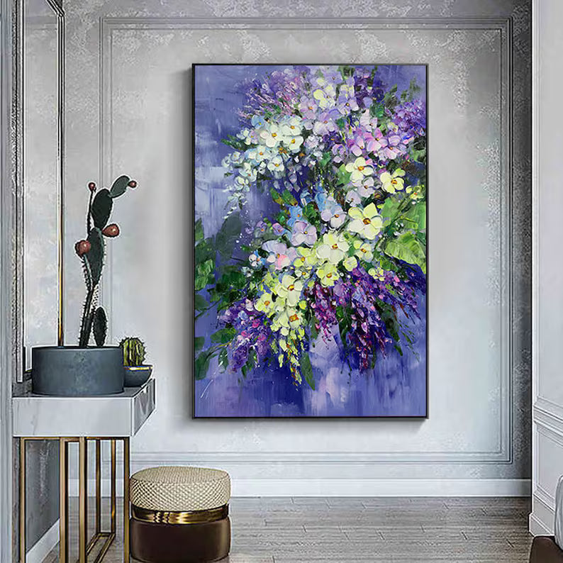 Blooming Symphony – Textured Purple Floral Abstract Canvas Art