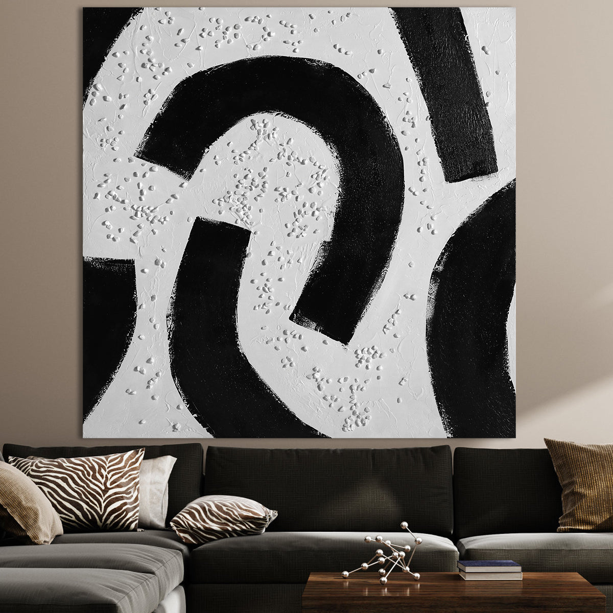 Black and White Circle Combination abstract textured #ypy207