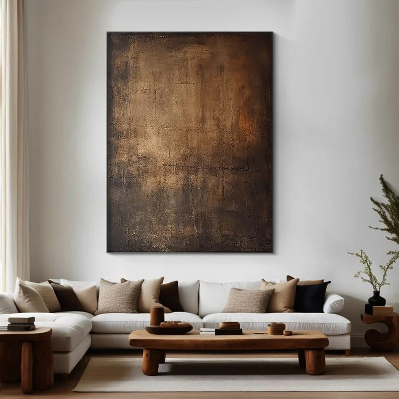 Bronze Silence – Large Textured Wabi-Sabi Abstract Canvas Art