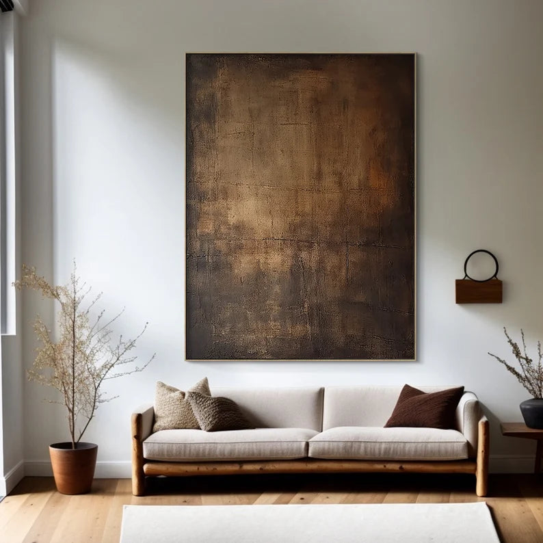 Bronze Silence – Large Textured Wabi-Sabi Abstract Canvas Art