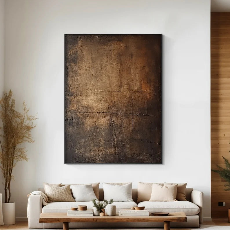 Bronze Silence – Large Textured Wabi-Sabi Abstract Canvas Art