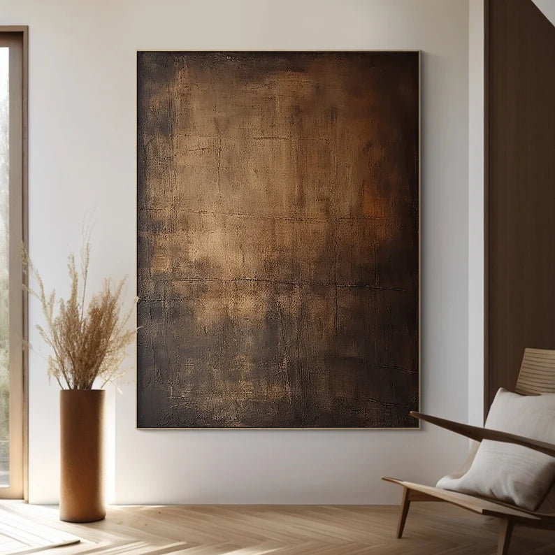 Bronze Silence – Large Textured Wabi-Sabi Abstract Canvas Art