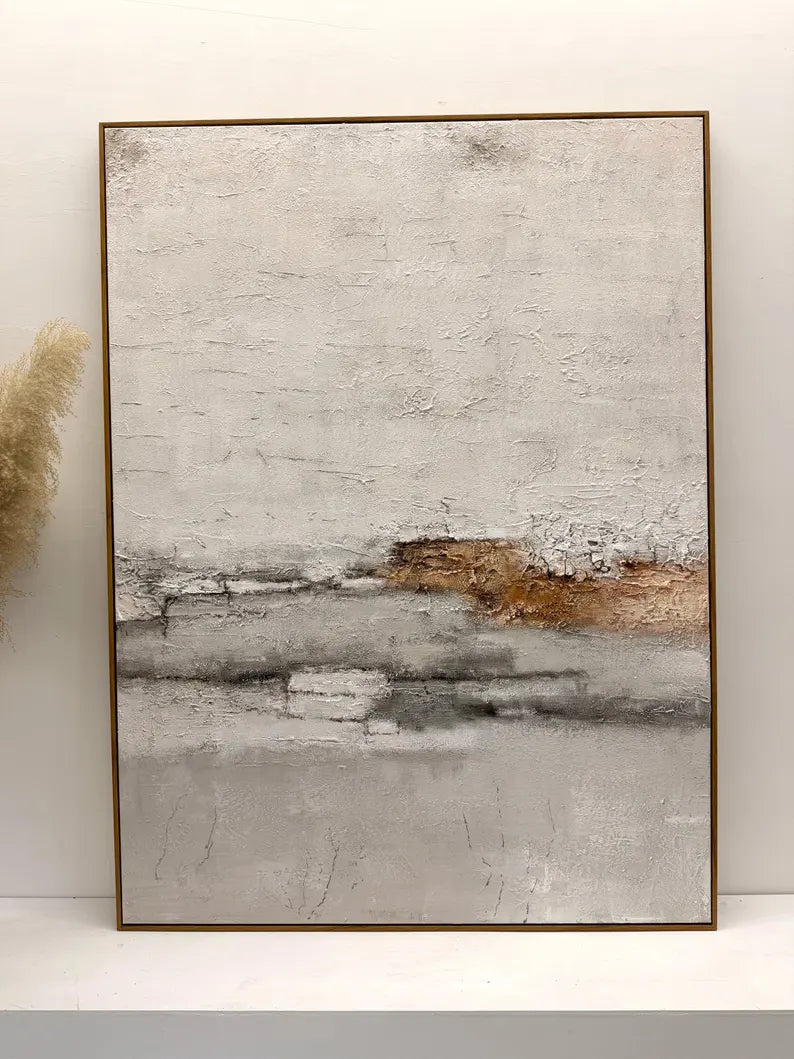 Whispering Horizon – Light Textured Wabi-Sabi Abstract Wall Art