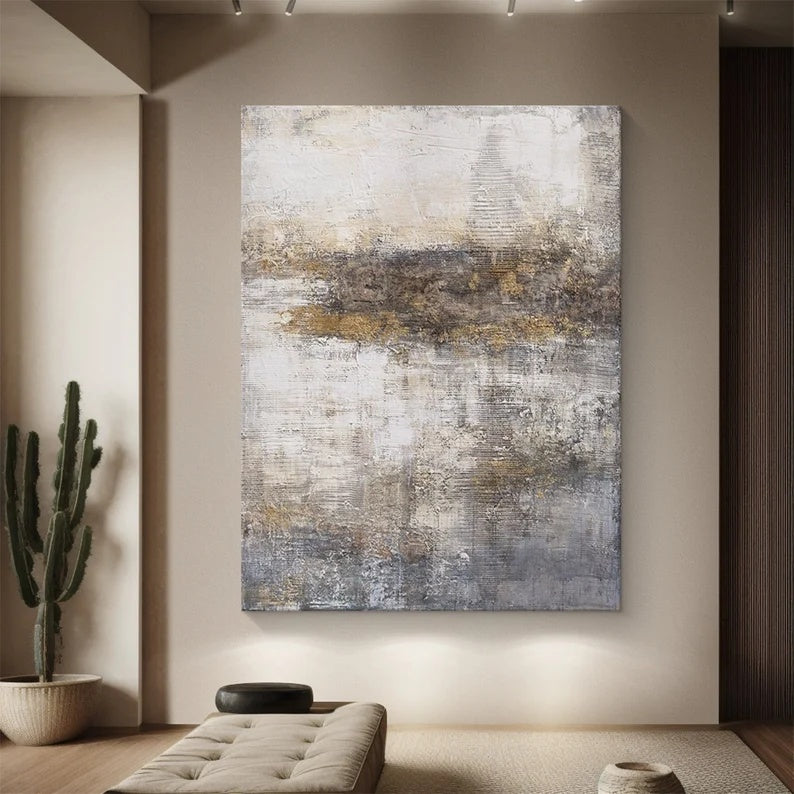 Fading Echoes – Neutral Textured Wabi-Sabi Abstract Canvas Art