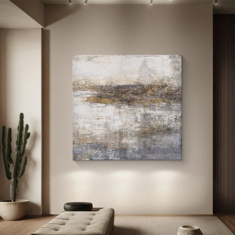 Fading Echoes – Neutral Textured Wabi-Sabi Abstract Canvas Art