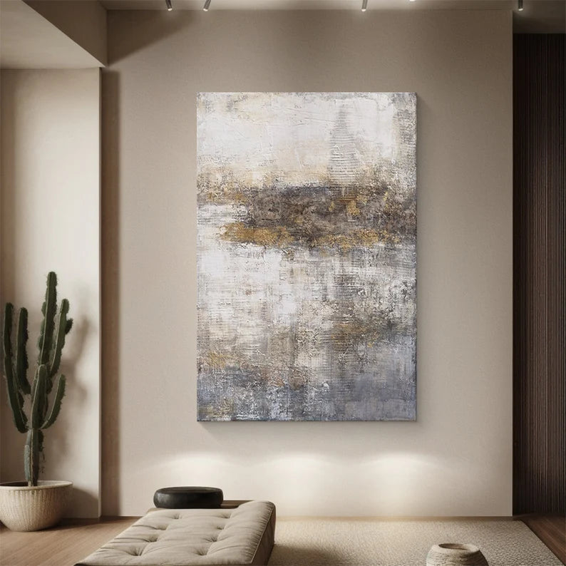 Fading Echoes – Neutral Textured Wabi-Sabi Abstract Canvas Art
