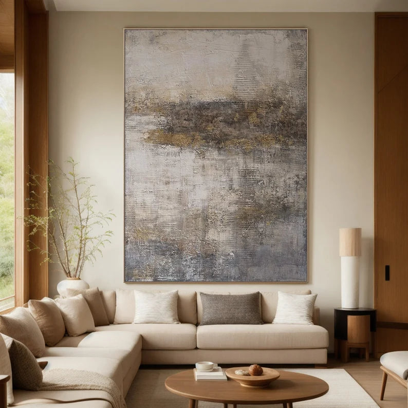 Fading Echoes – Neutral Textured Wabi-Sabi Abstract Canvas Art