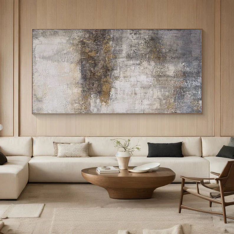 Fading Echoes – Neutral Textured Wabi-Sabi Abstract Canvas Art