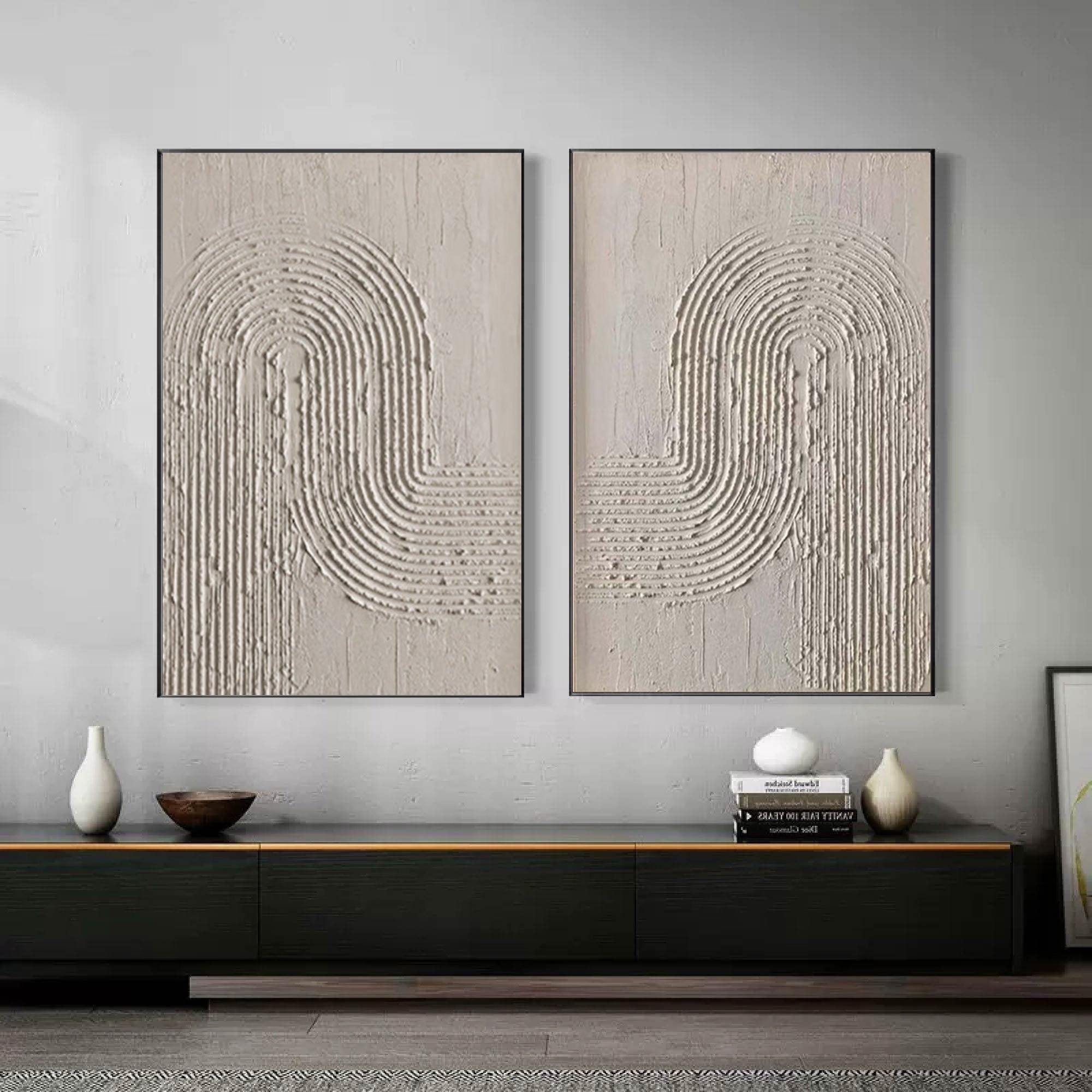 Beige & Brown Abstract Painting SET OF 2 #AVG 01102