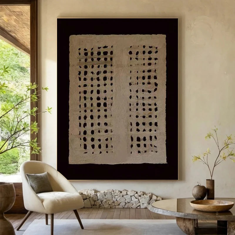 Minimalist Textured Abstract Wall Art for Modern Interiors – Silent Grid#AB14112