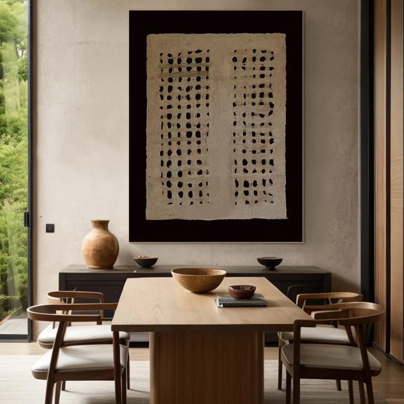 Minimalist Textured Abstract Wall Art for Modern Interiors – Silent Grid#AB14112