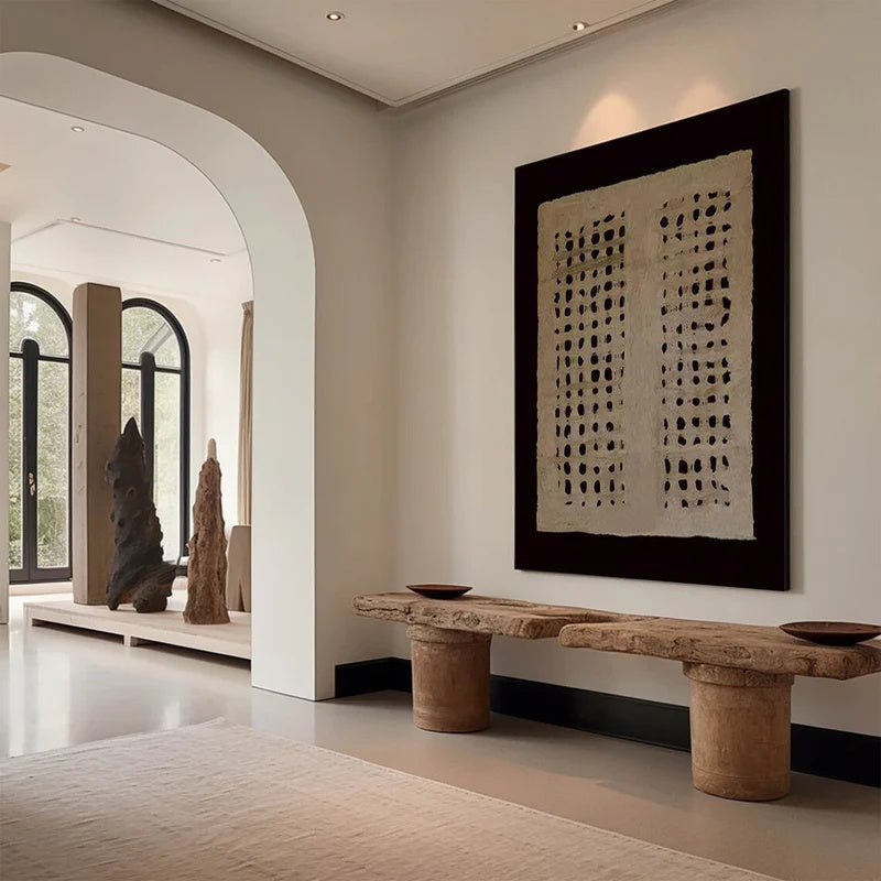 Minimalist Textured Abstract Wall Art for Modern Interiors – Silent Grid#AB14112